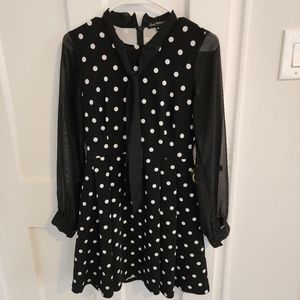 Smak Parlor Polkadot Sheer Sleeve Mini Dress